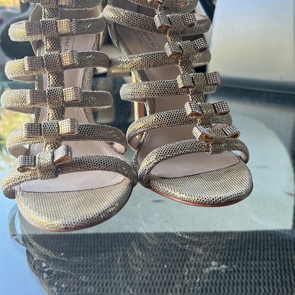 Coach 8.5 Laila Dot Met evening Leather high heels pump shoes sandals stiletto - Picture 10 of 14